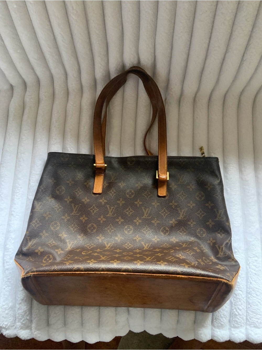 Louis Vuitton Monogram Canvas Tote with Tan Leather Trim